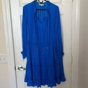 Skies Are Blue Curvy Blue Long Sleeve Smocked Dress, 2X